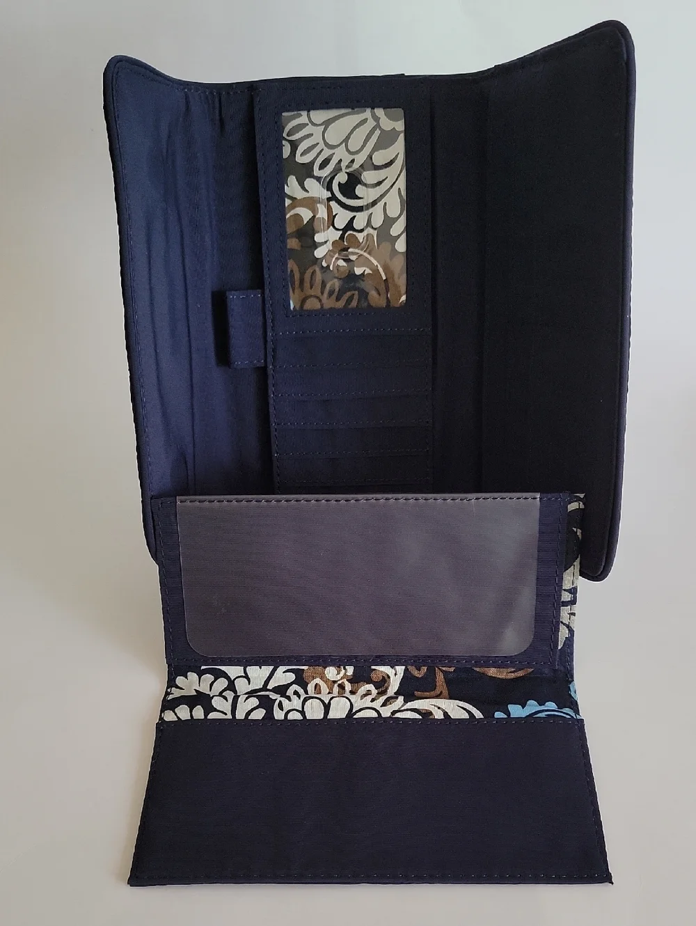 VERA BRADLEY DARK NAVY BLUE TRIFOlD CHECKBOOK WALLET - Picture 5 of 10